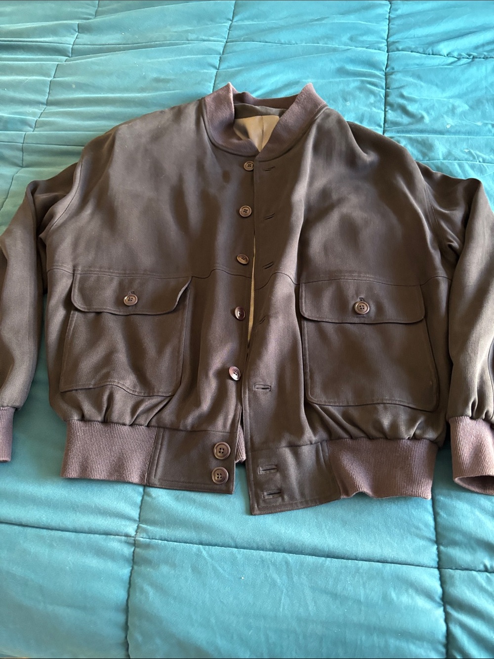 Mens black Bomber Jacket with Button Front